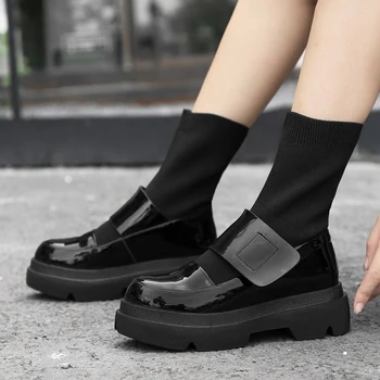 Brand New Design Knitting Sock Boot Genuine Leather Platform Skidproof Chunky Heels Chic Winter Shoes Boots Women
Brand New Design Knitting Sock Boot Genuine Leather Platform Skidproof Chunky Heels Chic Winter Shoes Boots Women