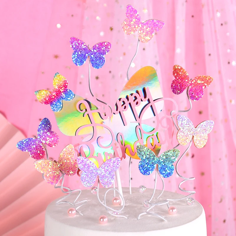Biling Colourful Laser Butterfly "Happy Birthday" Cake Topper Wedding Bride Dessert Decoration for Birthday Party Lovely Gifts
Biling Colourful Laser Butterfly "Happy Birthday" Cake Topper Wedding Bride Dessert Decoration for Birthday Party Lovely Gifts