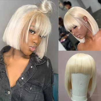 130% Short Bob Wig 613 Fringe wig with bangs Color Remy Brazilian T Lace Front Human Hair Wig Ombre Closure Wig for Black Women
130% Short Bob Wig 613 Fringe wig with bangs Color Remy Brazilian T Lace Front Human Hair Wig Ombre Closure Wig for Black Women