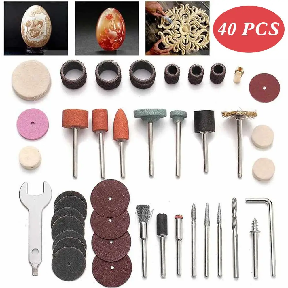 40pcs/set Rotary Power Tool Accessory Set For 1/8'' Shank Sanding Grinder Polish Rotary Tool Accessories
40pcs/set Rotary Power Tool Accessory Set For 1/8'' Shank Sanding Grinder Polish Rotary Tool Accessories