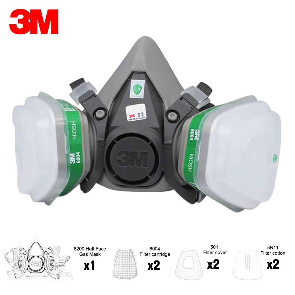3M 6200 Half Face Gas Mask Respirator with 2Pcs Ammonia Methylamine Vapor 6004 Filter Cartridge Filter Cotton Filter Cover
3M 6200 Half Face Gas Mask Respirator with 2Pcs Ammonia Methylamine Vapor 6004 Filter Cartridge Filter Cotton Filter Cover