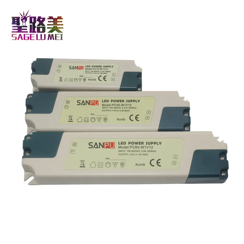 

SANPU Plastic LED Lighting 12V Power Supply Transformer 110V 220V AC to DC 12V 24V 15W 35W 60W LED Driver For CCTV Camera Light