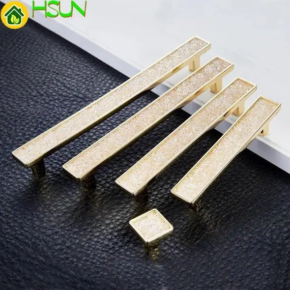 

3.75'' 5'' 6.3'' Modern Gold Drawer Pull Handle Knob Glass Crystal Cabinet Door Handles Knobs Square Dresser Pulls Kitchen Pulls