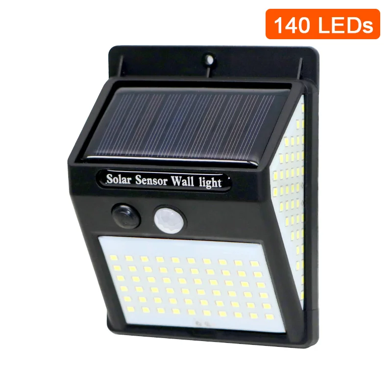 3 сторонняя 140LED движения PIR Сенсор солнца светильник контроль уличный фонарь