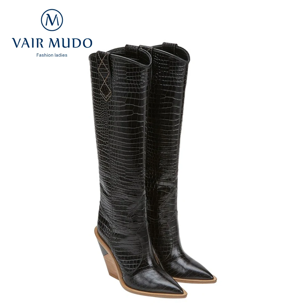 VAIR MUDO Autumn Winter Western Cowboy Knee High Boots Faux Leather Women Boots Fashion Wedges High Heels Ladies Shoe ZipperZT26
VAIR MUDO Autumn Winter Western Cowboy Knee High Boots Faux Leather Women Boots Fashion Wedges High Heels Ladies Shoe ZipperZT26