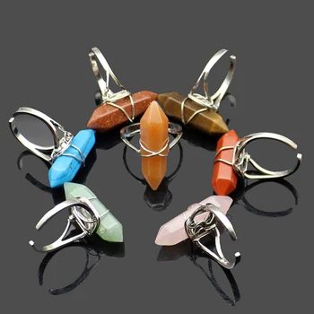 Handmade Wire Wrap Hexagonal Column Stone Healing Reiki Rings Silver-color Rose Quartz Crystal Handmade Rings Women Jewelry
Handmade Wire Wrap Hexagonal Column Stone Healing Reiki Rings Silver-color Rose Quartz Crystal Handmade Rings Women Jewelry