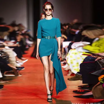 Europe and the United States Show the 2019 Early Spring Women's Crew Neck qi fen xiu Belt Long Irregular Dress 
Europe and the United States Show the 2019 Early Spring Women's Crew Neck qi fen xiu Belt Long Irregular Dress