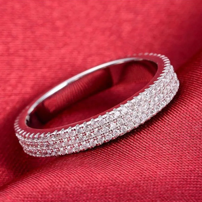 Minimalist Bright Silver Color Full Crystal Rings For Women Fashion Jewelry Three Layer Wheel White CZ Wedding Rings Z4T334
Minimalist Bright Silver Color Full Crystal Rings For Women Fashion Jewelry Three Layer Wheel White CZ Wedding Rings Z4T334