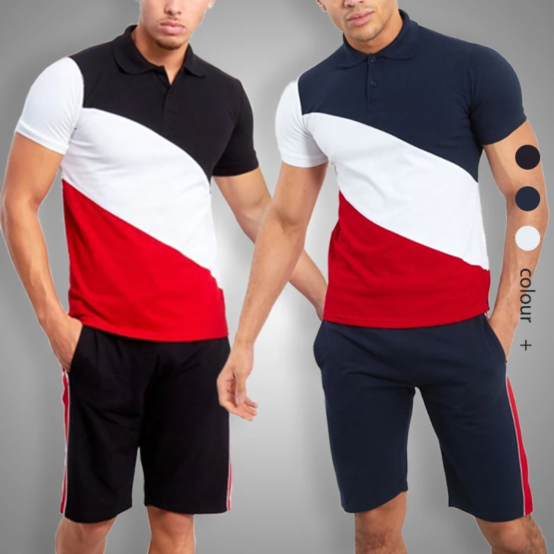 2020 Men Two Pieces Summer Sets Casual T Shirt Shorts Tracksuits Set Male Sweat Suit Fashion Brand Patchwork 2 Pieces Sportswear
2020 Men Two Pieces Summer Sets Casual T Shirt Shorts Tracksuits Set Male Sweat Suit Fashion Brand Patchwork 2 Pieces Sportswear