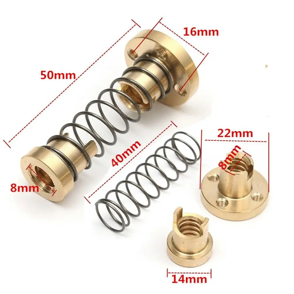 BAAQII 1/2 Pcs T8 Anti-backlash Spring Loaded Nut For 3D Printer Accessories 8mm Eliminate the gap Thread Rod Lead CE1062X2
BAAQII 1/2 Pcs T8 Anti-backlash Spring Loaded Nut For 3D Printer Accessories 8mm Eliminate the gap Thread Rod Lead CE1062X2