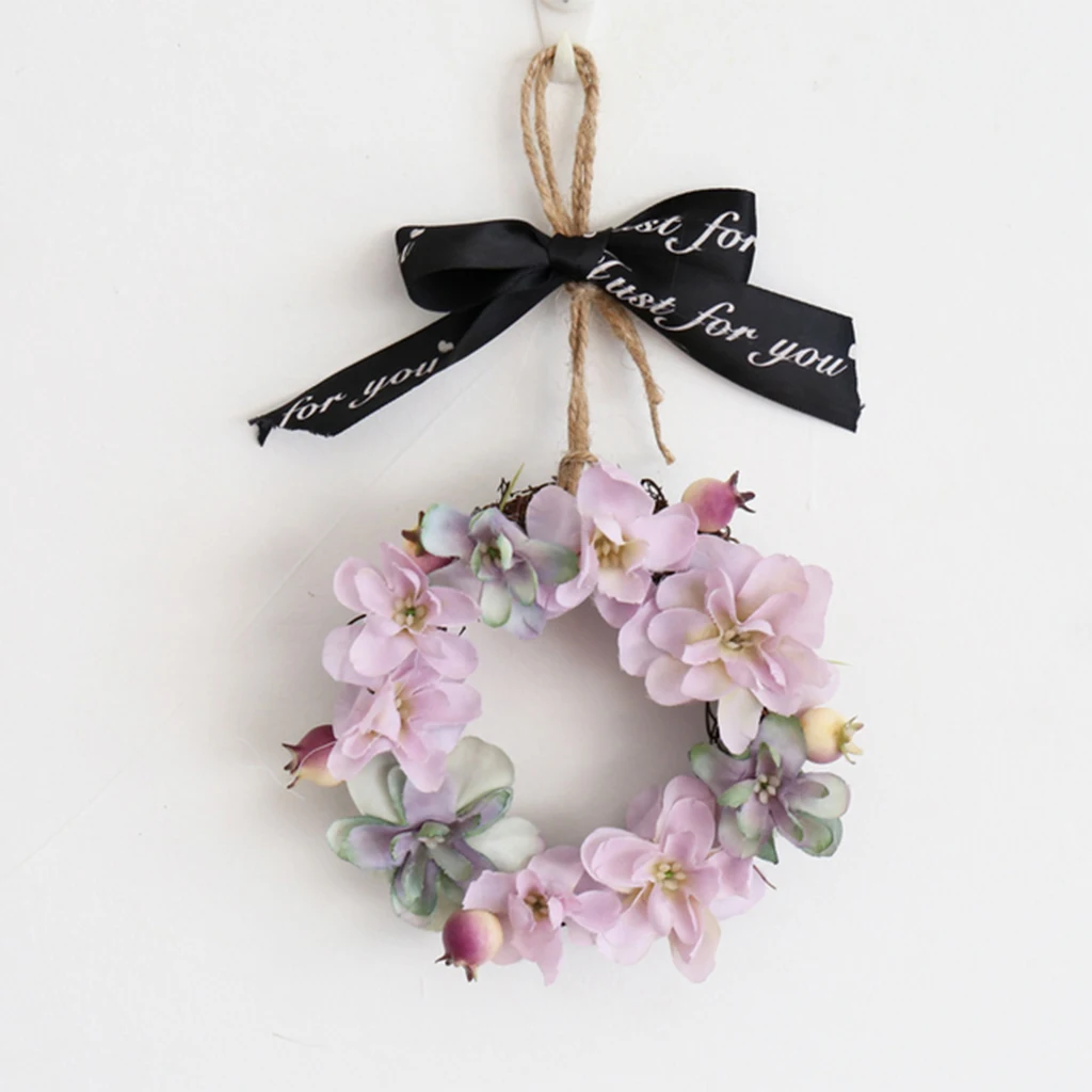 Mini Pink Hydrangea Flower Door Wreath Wall Hanging Spring Floral Home Decor Fall Wreaths for Front Door Mini Pink Hydrangea Flower Door Wreath Wall Hanging Spring Floral Home Decor Fall Wreaths for Front Door