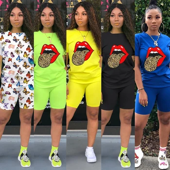 Wjustforu Women's 2 Piece Set Casual Printed Butterfly Tongue Five Color Short Sleeved Top And Five Point Pants Two Piece Suit
Wjustforu Women's 2 Piece Set Casual Printed Butterfly Tongue Five Color Short Sleeved Top And Five Point Pants Two Piece Suit