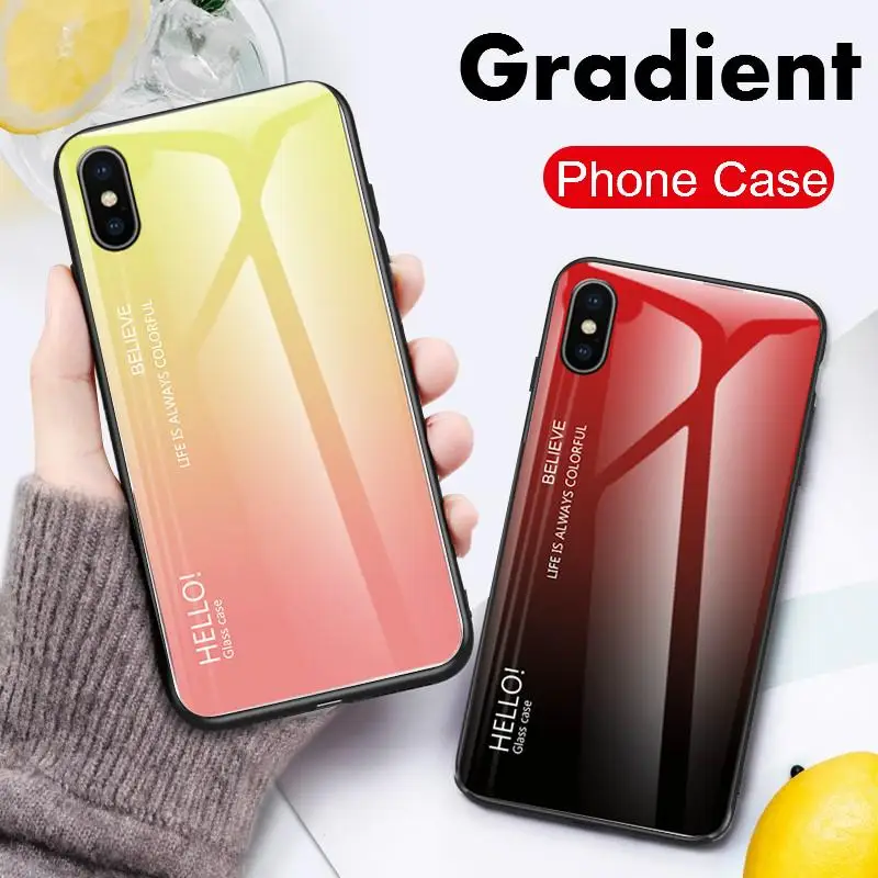 Luxury Gradient Case for iPhone X XS Max XR 8 7 6 6S Tempered Glass Back Cover For iPhone 6 6S Plus 7 8 Plus Smooth Coque Shell
Luxury Gradient Case for iPhone X XS Max XR 8 7 6 6S Tempered Glass Back Cover For iPhone 6 6S Plus 7 8 Plus Smooth Coque Shell