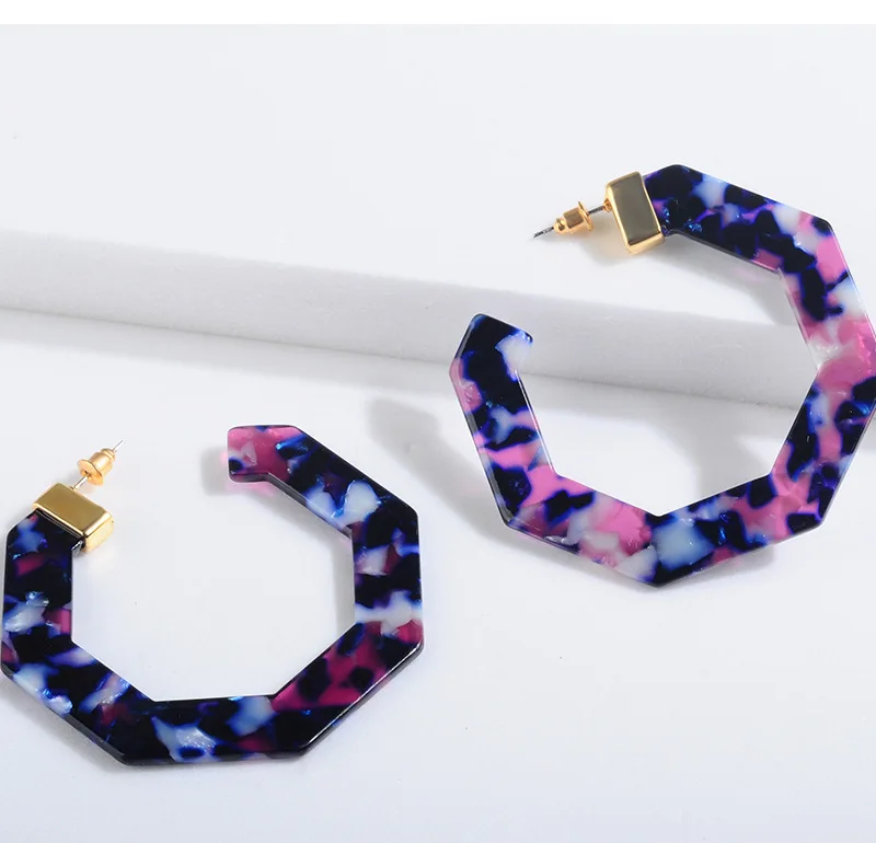 Octagon Resin Hoop Earrings for Women Acrylic Acetate Plate Fashion Earrings European Spring and Summer Earrings 2019 Wholesale
Octagon Resin Hoop Earrings for Women Acrylic Acetate Plate Fashion Earrings European Spring and Summer Earrings 2019 Wholesale