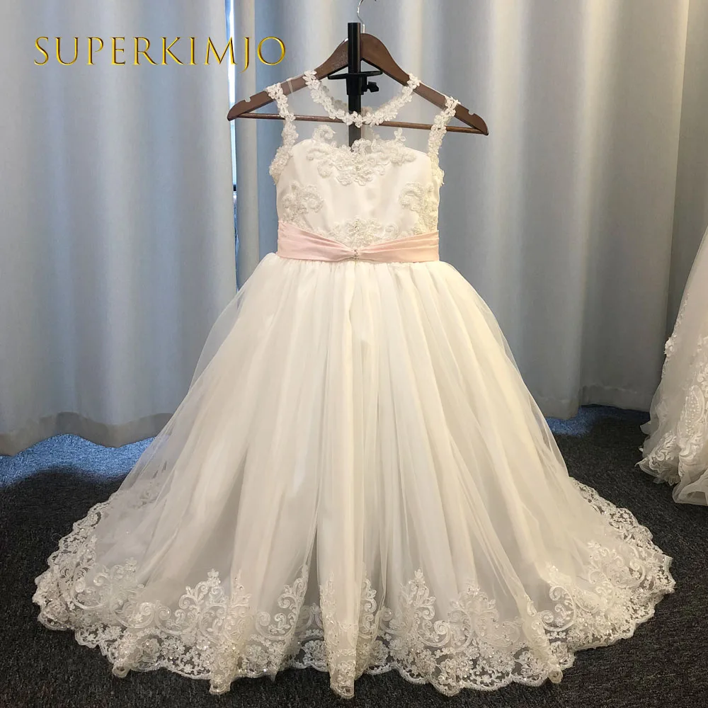 Фото SuperKimJo Robe Mariage для девочек платья с белыми цветами на свадьбу кружевное платье