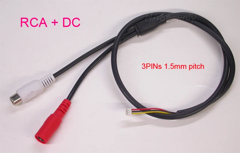 3PIN cable (1.5mm pitch) RCA + DC jack for CCTV camera PCB board module installation assembly about 45cm length
3PIN cable (1.5mm pitch) RCA + DC jack for CCTV camera PCB board module installation assembly about 45cm length