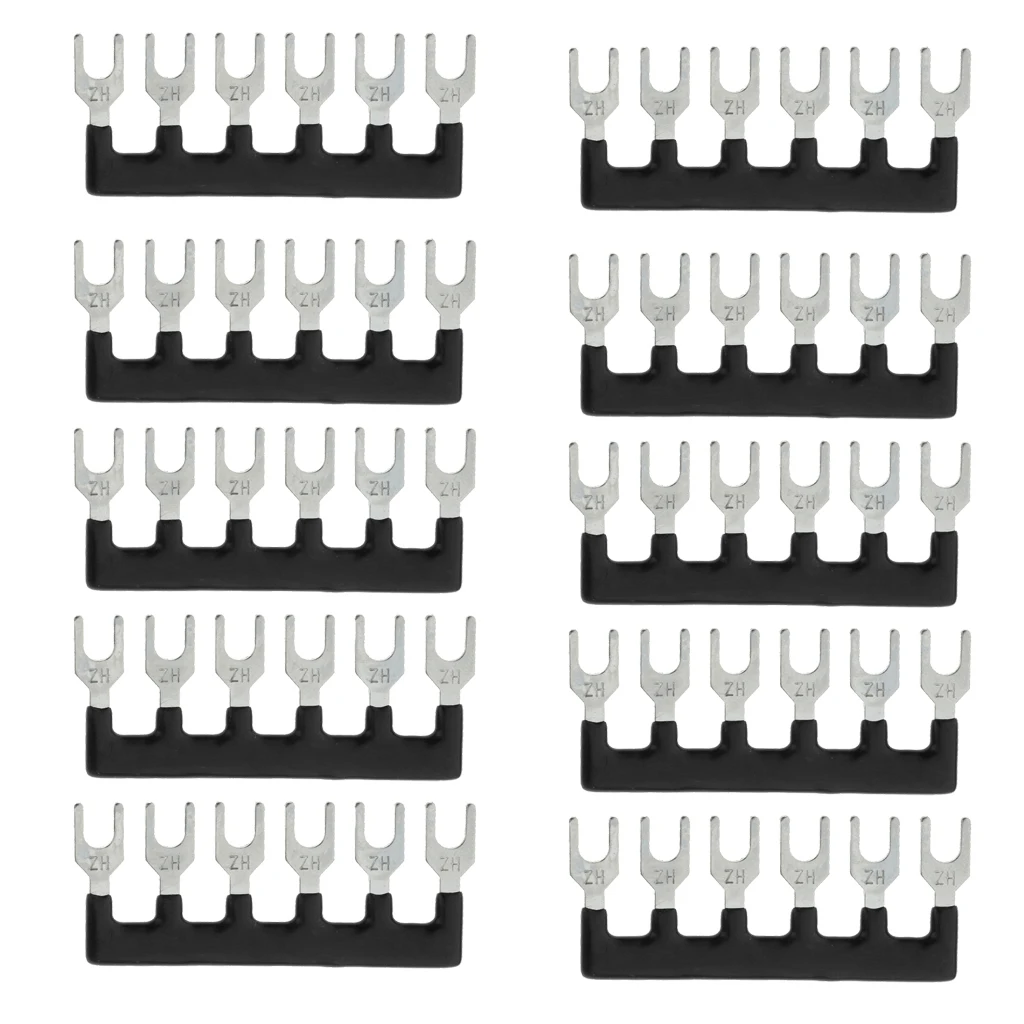 10x Fork Type Pre Insulated Terminal Block Barrier Jumper Strip 6 Positions, Easy to Install 10x Fork Type Pre Insulated Terminal Block Barrier Jumper Strip 6 Positions, Easy to Install