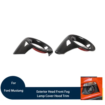 Car Exterior Head Front Fog Light Lamp Frame Cover for Ford Mustang 2015 Hood Trim Carbon Fiber ABS Auto Styling Accessories