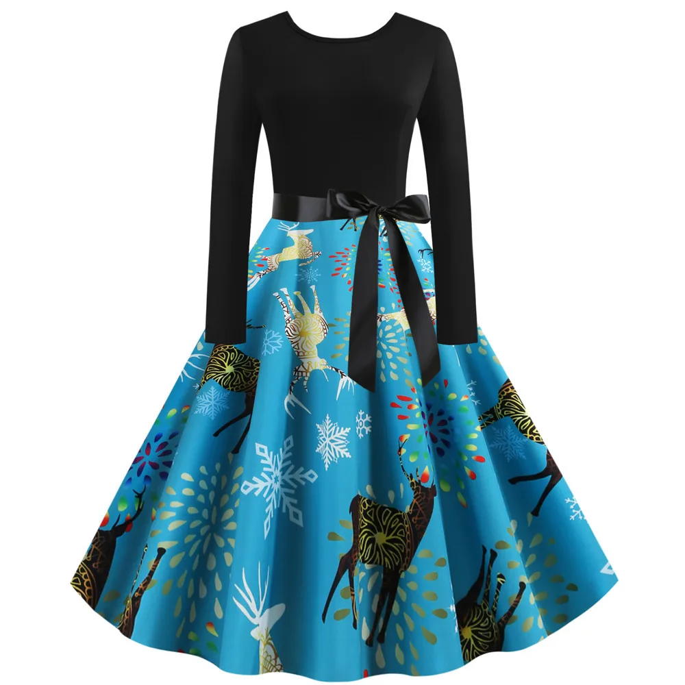 Snowflake Casual Christmas Dress Long Sleeve Fashion Bow Winter Dress Women Snowman Vintage Print New Years Party Dresses Jurk
Snowflake Casual Christmas Dress Long Sleeve Fashion Bow Winter Dress Women Snowman Vintage Print New Years Party Dresses Jurk