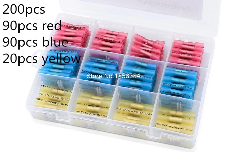 200/120/100pcs Waterproof Heat Shrink Butt Connectors Electrical Wire Splice Cable Crimp Terminals Connectors AWG 22-10 Kit
200/120/100pcs Waterproof Heat Shrink Butt Connectors Electrical Wire Splice Cable Crimp Terminals Connectors AWG 22-10 Kit