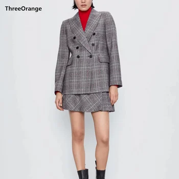 ZA 2020 new suits women two piece set gray plaid coat blazer&mini pleated skirt female woman casual fashion office lady clothes
ZA 2020 new suits women two piece set gray plaid coat blazer&mini pleated skirt female woman casual fashion office lady clothes