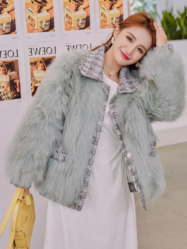 Женское короткое меховое пальто изящное из лисьего меха зима 2020|Шубы и дубленки| |