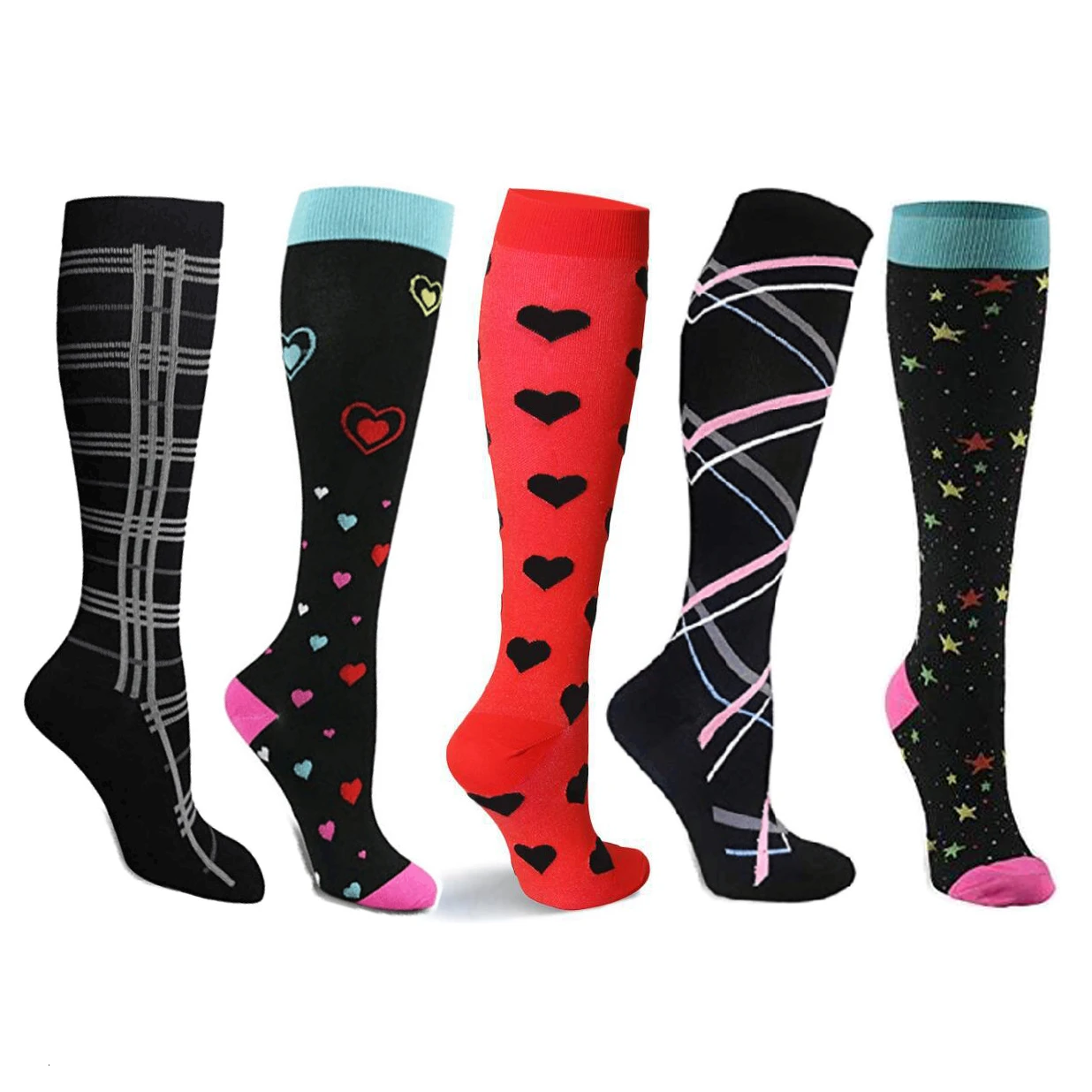 Colorful Compression Women Men Stockings Popular Love Pattern Stripe Lattice Star Compress Socks Running Sports Elastic Pressure
Colorful Compression Women Men Stockings Popular Love Pattern Stripe Lattice Star Compress Socks Running Sports Elastic Pressure
