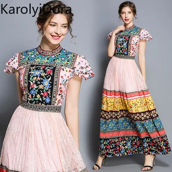 Plus size XXL Summer Print Maxi Dresses Women's Vintage Butterfly Sleeve Floral Print Lace Patchwork Ankle-length Pleated Dress
Plus size XXL Summer Print Maxi Dresses Women's Vintage Butterfly Sleeve Floral Print Lace Patchwork Ankle-length Pleated Dress