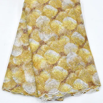 Newest Arrival Beautiful Yellow Gold African Tulle Lace Fabric High Quality French Sequins Lace Fabric For Party Dress 5 yards
Newest Arrival Beautiful Yellow Gold African Tulle Lace Fabric High Quality French Sequins Lace Fabric For Party Dress 5 yards