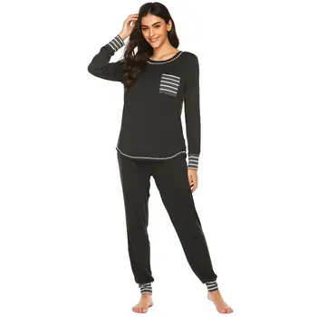 Women Casual O-Neck Short Sleeve Striped Print Top Sleepwear Long Pants Spring Pajamas Set
Women Casual O-Neck Short Sleeve Striped Print Top Sleepwear Long Pants Spring Pajamas Set