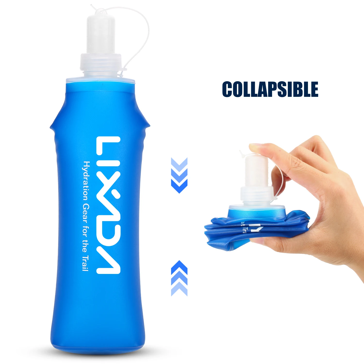 2Pcs Lixada 500ml Outdoor Water Drinking Bottle Soft Folding Flask BPA Free