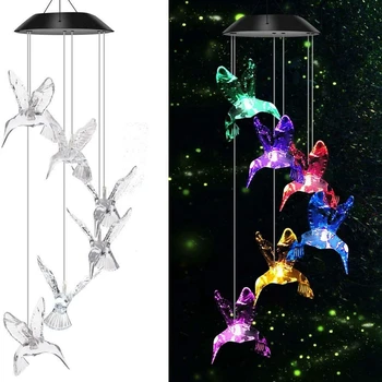 LED Solar Hummingbird Wind Chime Changing Color Waterproof Six Hummingbird Wind Chimes for Home Party Night Garden Decoration 
LED Solar Hummingbird Wind Chime Changing Color Waterproof Six Hummingbird Wind Chimes for Home Party Night Garden Decoration