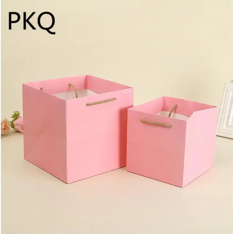 large square packaging gift box pink/blue cardboard paper box