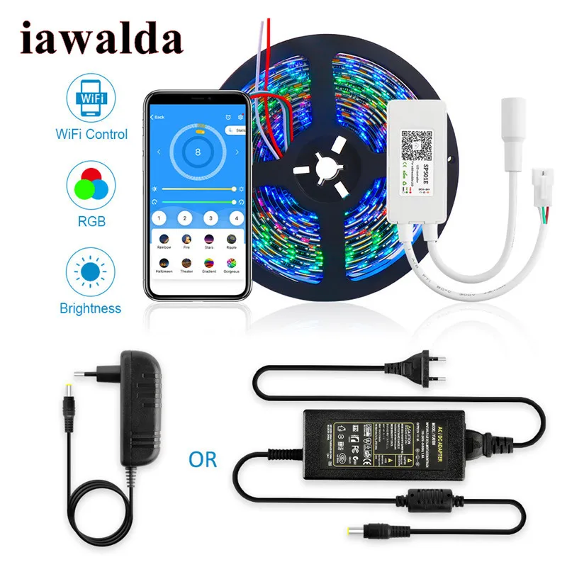 iawalda HIGH-END WIFI remote control LED light strip RGB 5050Waterproof flexible lighting ribbon SMD 2835 5M 10M Band adapter
iawalda HIGH-END WIFI remote control LED light strip RGB 5050Waterproof flexible lighting ribbon SMD 2835 5M 10M Band adapter
