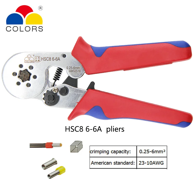 HSC8 6-6A crimping pliers 0.25-6mm2 23-10AWG with 1020 700pcs tube type needle type terminal crimp mini pressure wire tools
HSC8 6-6A crimping pliers 0.25-6mm2 23-10AWG with 1020 700pcs tube type needle type terminal crimp mini pressure wire tools