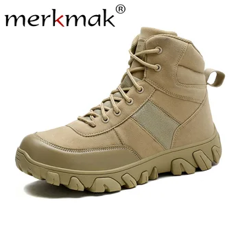 Merkmak Men Leather Boots High Quality Military Ankle Boots Force Tactical Desert Combat Men's Boots Outdoor Hiking Shoes Man
Merkmak Men Leather Boots High Quality Military Ankle Boots Force Tactical Desert Combat Men's Boots Outdoor Hiking Shoes Man