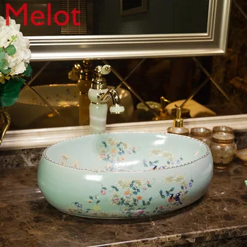 Upper Basin Ceramic Basin Washbasin Oval Small Art Wash Basin Bathroom Wash Basin Household
Upper Basin Ceramic Basin Washbasin Oval Small Art Wash Basin Bathroom Wash Basin Household