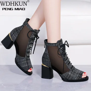 Fish Mouth Mesh Sandals Women's Thick Heels Summer New Middle Heel Mesh Boots Hollow Strap High Heels
Fish Mouth Mesh Sandals Women's Thick Heels Summer New Middle Heel Mesh Boots Hollow Strap High Heels