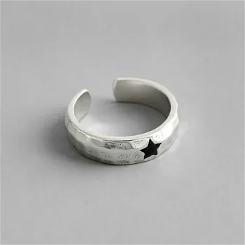 Retro 925 Sterling Silver Uneven Pattern Black Five-pointed Star Open Ring For Women Handmade Lady Fine Jewelry 925-812
Retro 925 Sterling Silver Uneven Pattern Black Five-pointed Star Open Ring For Women Handmade Lady Fine Jewelry 925-812