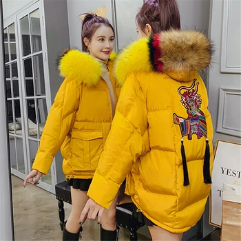 Winter jacket women 2019 Winter New Thick Parker coat women Loose Embroidery Large Fur Collar Hooded Warm Cotton Jacket Female
Winter jacket women 2019 Winter New Thick Parker coat women Loose Embroidery Large Fur Collar Hooded Warm Cotton Jacket Female