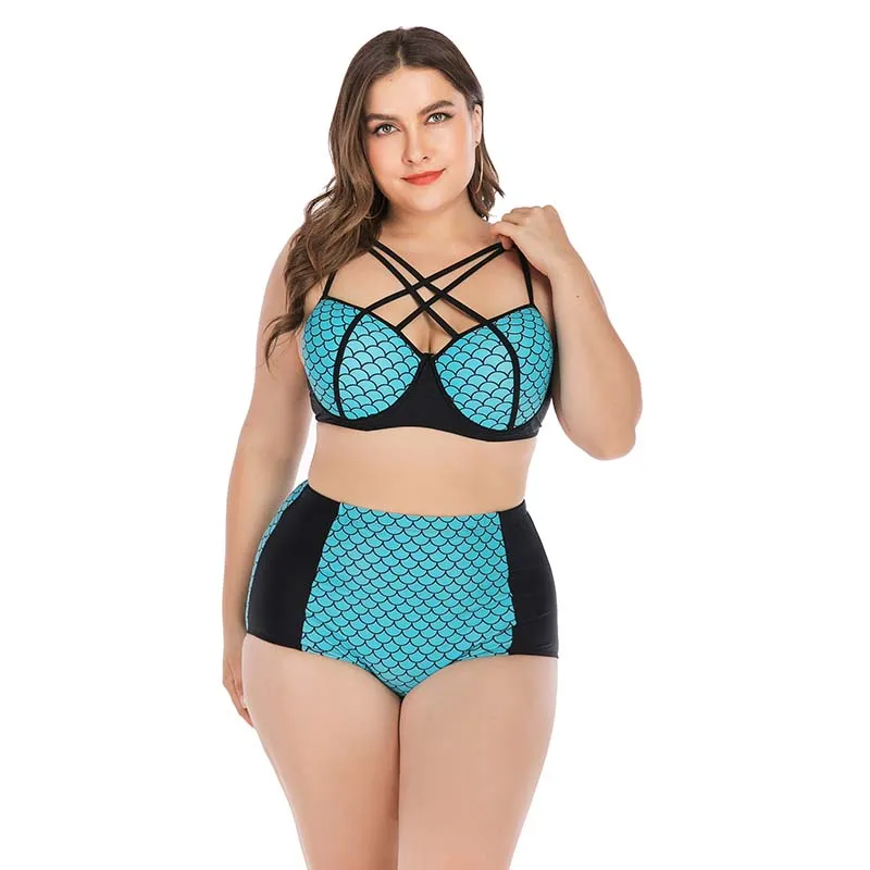 Fish Scale Swimsuit Summer Plus Size Bikini Set Criss Cross Beach Wear High Waist Swimwear Big Female Mermaid Bathing Suits
Fish Scale Swimsuit Summer Plus Size Bikini Set Criss Cross Beach Wear High Waist Swimwear Big Female Mermaid Bathing Suits