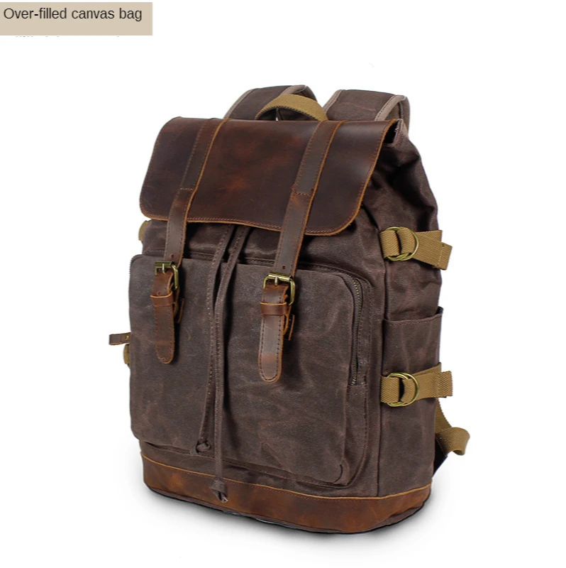 Oil Waxed Traveling Students Rucksacks Large Capacity Waterproof Laptop Daypacks Pure Cotton Canvas Leather Backpacks
Oil Waxed Traveling Students Rucksacks Large Capacity Waterproof Laptop Daypacks Pure Cotton Canvas Leather Backpacks