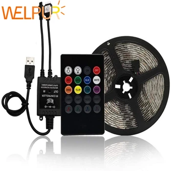 LED Strip DC 5V USB Powered 1M-5M RGB Color 5050 LED Strip Light TV Backlight +24key IR Remote Control NO-Waterproof music Smart
LED Strip DC 5V USB Powered 1M-5M RGB Color 5050 LED Strip Light TV Backlight +24key IR Remote Control NO-Waterproof music Smart