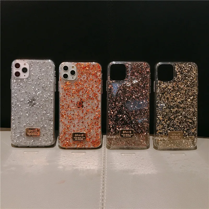 

Transparent Glitter Phone Shell Case For iPhone 11 Promax Xsmax XR XS X 8 7 6 S Plus Anti-knock Back Cover Protective Coque Capa