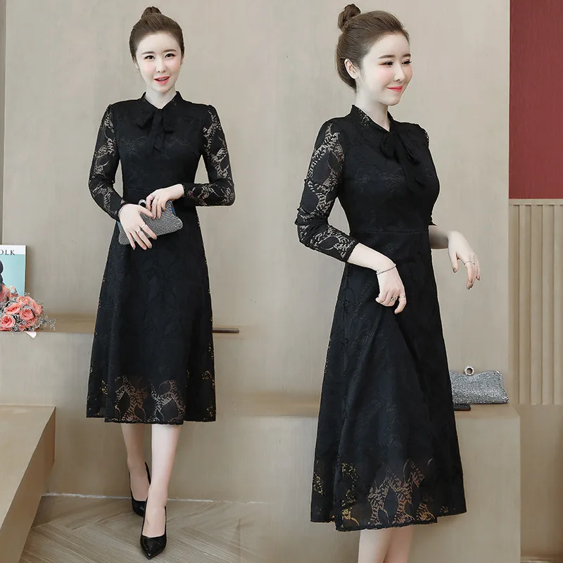 Large Size Dress 2019 Autumn New Style Fashion Elegant Dress Fat Mm Mid-length Long Sleeve Joint Lace Skirt
Large Size Dress 2019 Autumn New Style Fashion Elegant Dress Fat Mm Mid-length Long Sleeve Joint Lace Skirt