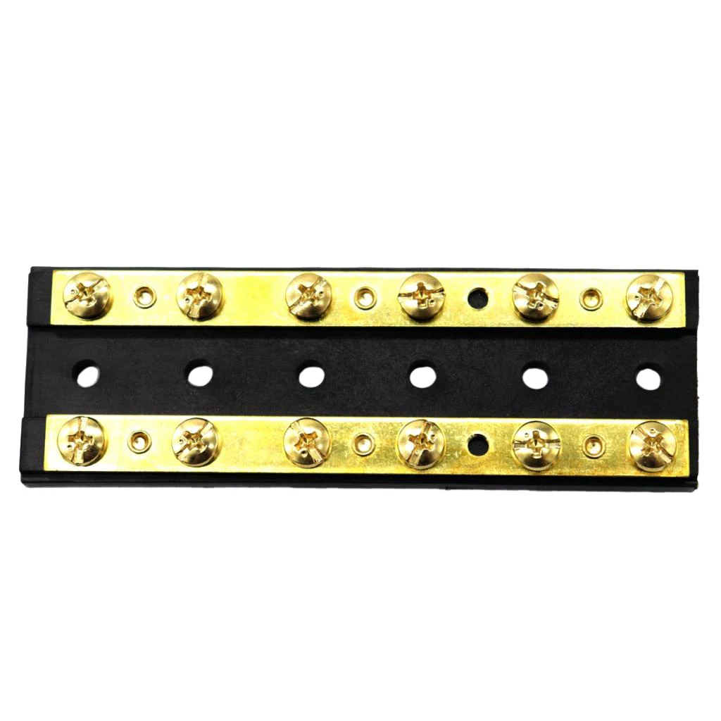 12 Circuit Terminal Block Brass Bus Bar 8-32 Screws - Positive and Negative Power Distribution Block for Marine Boats 12 Circuit Terminal Block Brass Bus Bar 8-32 Screws - Positive and Negative Power Distribution Block for Marine Boats