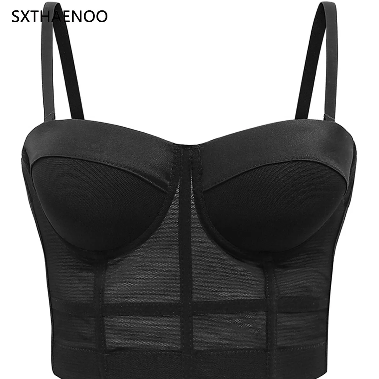 

SXTHAENOO Fashion Push Up Bralet Women's Corset Bustier Bra Night Club Party Cropped Top Vest Plus Size