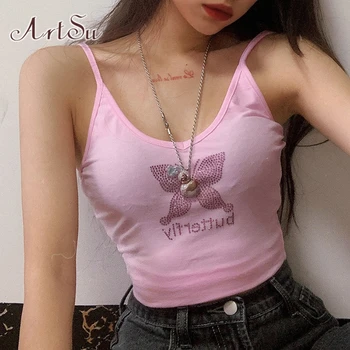 ArtSu Diamond Bodycon Cotton Pink Tops Woman Butterfly Cute Tank Top Harajuku Basic Camisole Off Shoulder Vest Summer ASVE21258
ArtSu Diamond Bodycon Cotton Pink Tops Woman Butterfly Cute Tank Top Harajuku Basic Camisole Off Shoulder Vest Summer ASVE21258