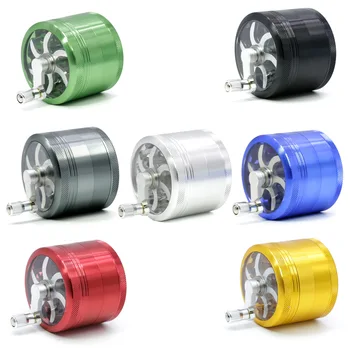 

63mm Hand Crank Muller Smoking 4-layer Tobacco Grinder Manual Aluminum Herbal Herb Mill Spice Crusher Smoke Accessory