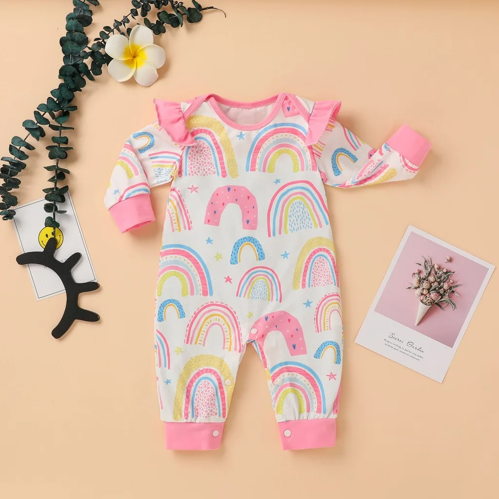 Cute Girls Clothes Rainbow Print Jumpsuits Toddler Girls Ruffles Long Sleeve Rompers Round Neck Playsuit Newborn Baby Clothing
Cute Girls Clothes Rainbow Print Jumpsuits Toddler Girls Ruffles Long Sleeve Rompers Round Neck Playsuit Newborn Baby Clothing
